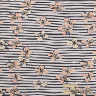 Tricot flowers navy