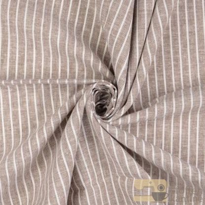 Striped cotton linen beige
