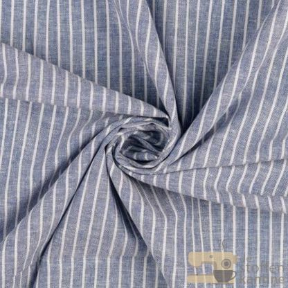 Striped cotton linnen jeansblauw
