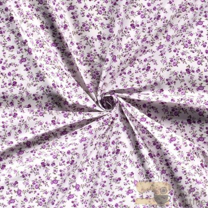 Katoen millefleurs bloemetje paars
