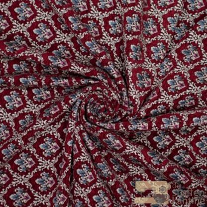 Woven jacquard flowers rood