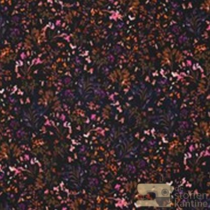 French terry small flowers black