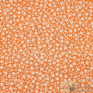 Viscose poplin stretch small flowers orange Poppy 22
